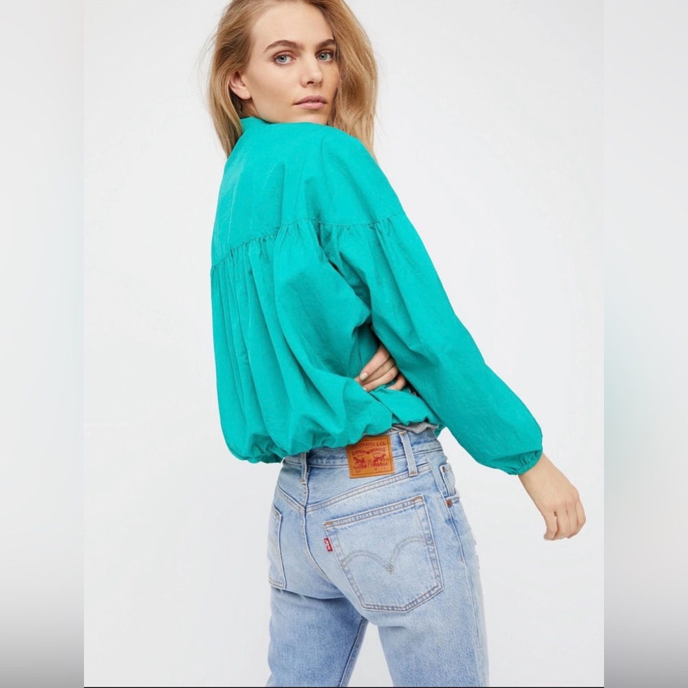Free People Now Or Never Balloon Sleeve Bomber Windbreaker Light Jacket